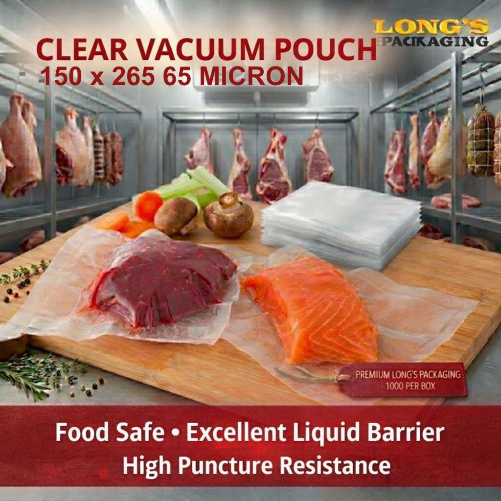 Clear Vacuum Pouch 150 x 265mm 65 Micron – 1000 per Box