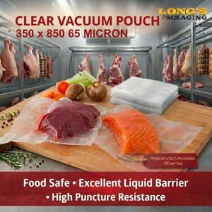 Clear Vacuum Pouch 350 x 850 65mu x 500