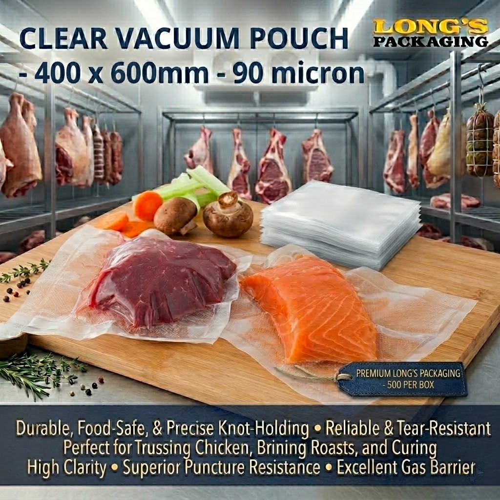Clear Vacuum Bags 400 x 600mm 90 Micron – 1000 per Box