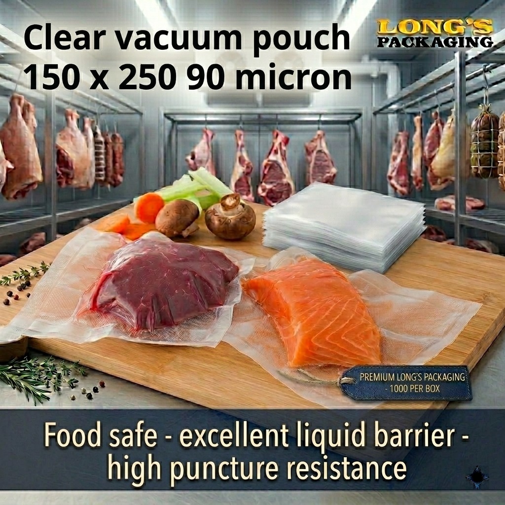 Clear Vacuum Pouch 150 x 250 90mu x 1000