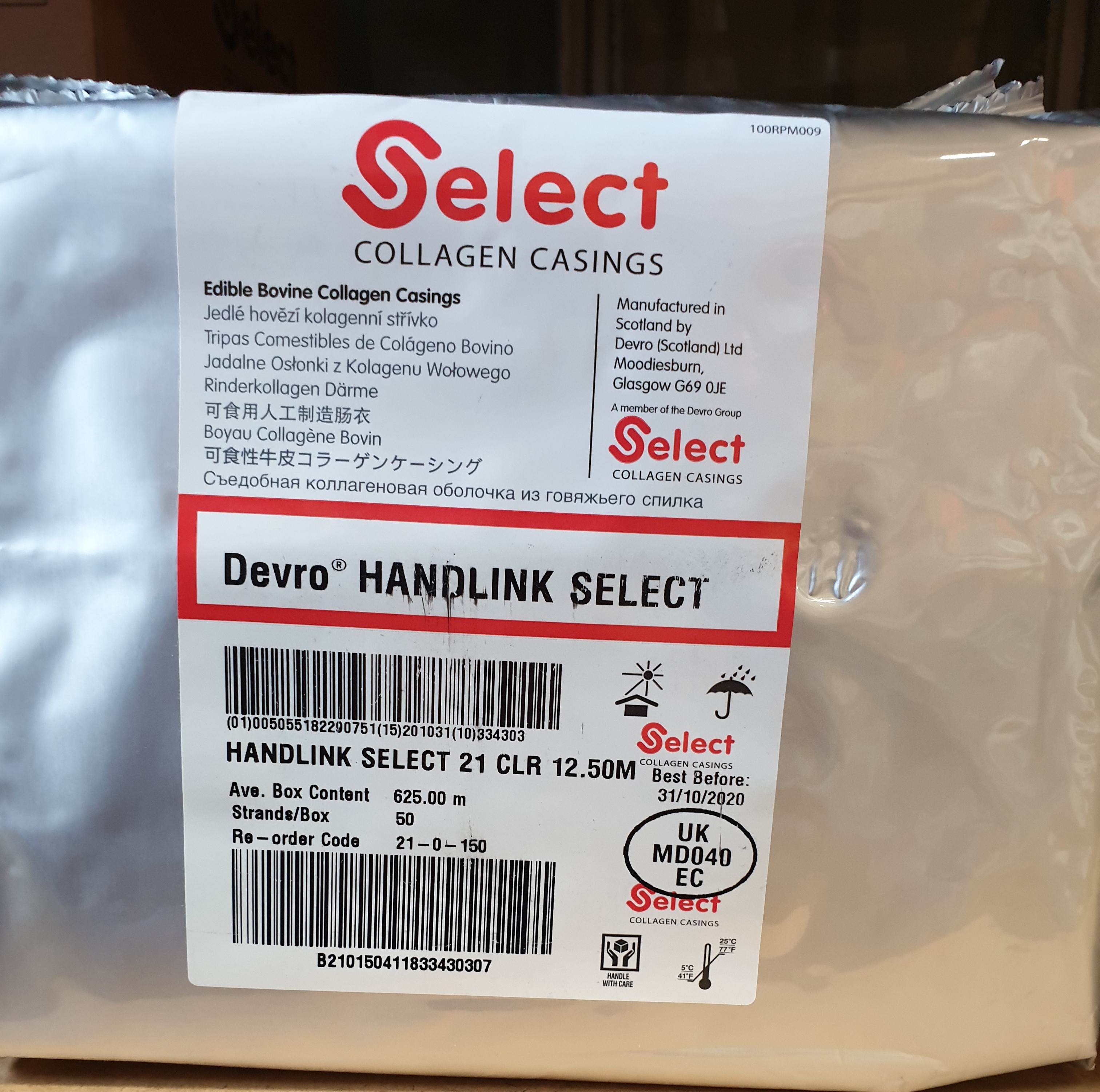 Devro Collagen Casing 21mmx625m Longs Packaging