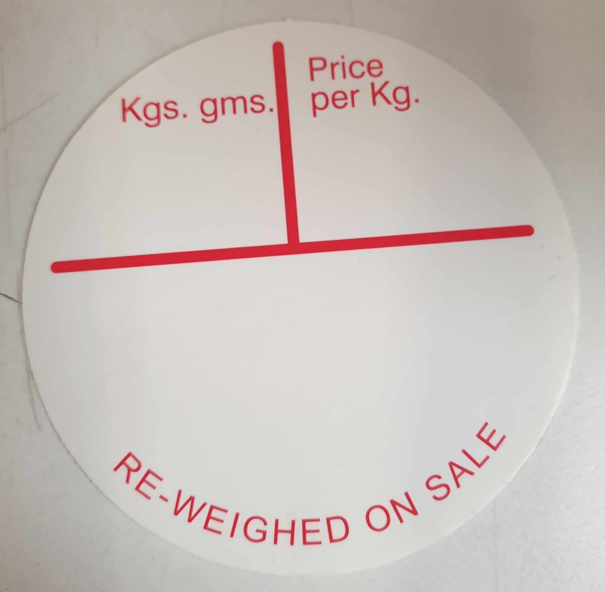 Display Tickets - Round Weight & Price - 500 per Box