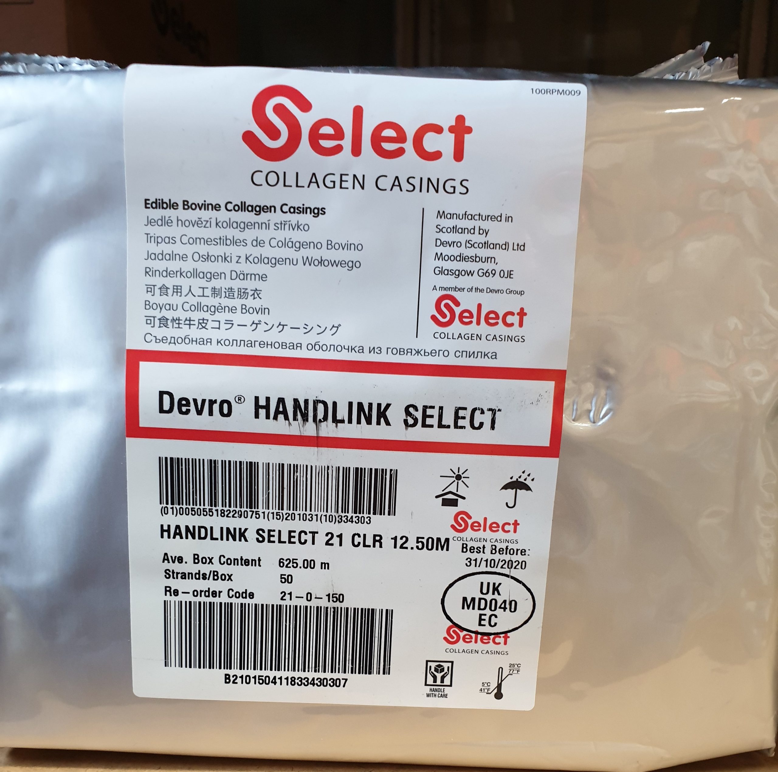 Devro Collagen Casing 21mmx625m