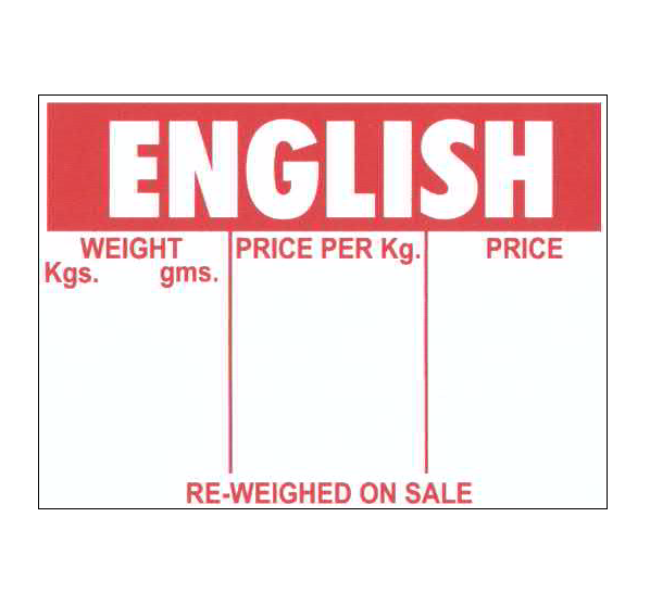 Display Weight & Price Tickets - English - 500 per Box