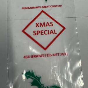 Christmas 1lb Sausage Meat Sleeves - 100 per Pack