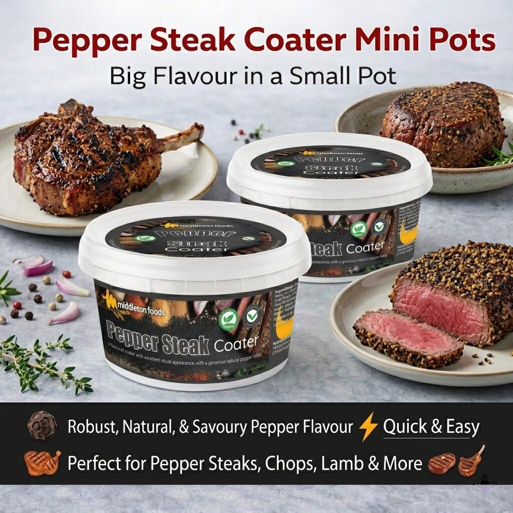 Pepper Steak Coater Glaze Mini Pots 8 x 110g