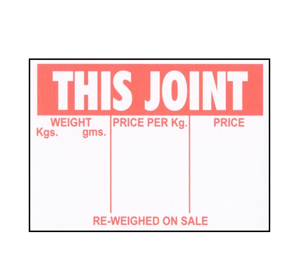 Display Weight & Price Tickets - This Joint - 500 per Box