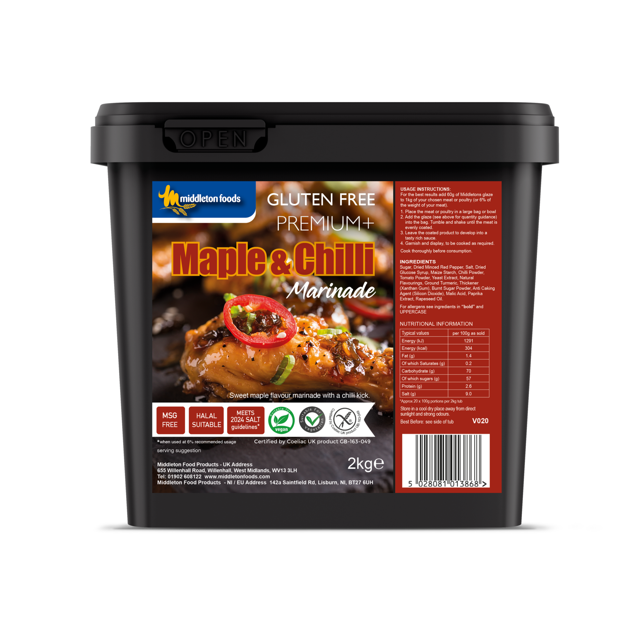 Premium Plus Maple & Chilli Marinade 2kg Gluten Free