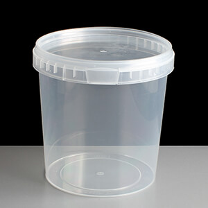 1000ml Clear Round Tamperproof Containers + Lids - 270 per box