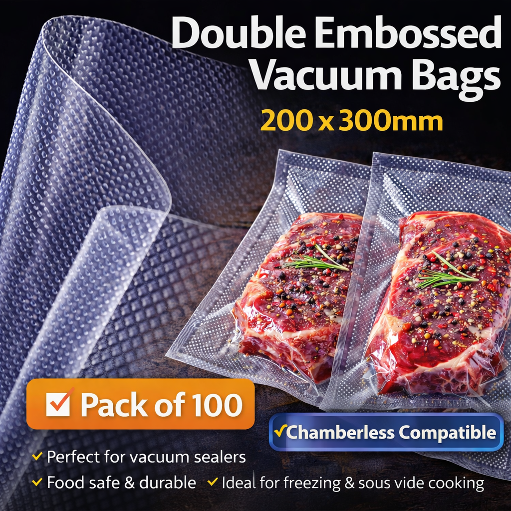 Double embossed vacuum bags with steaks (1) Embossed vac bags